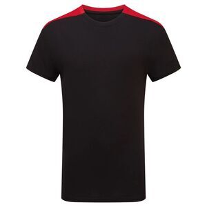 TriDri Childrens/Kids Performance Contrast T-Shirt / Black/Fire Red